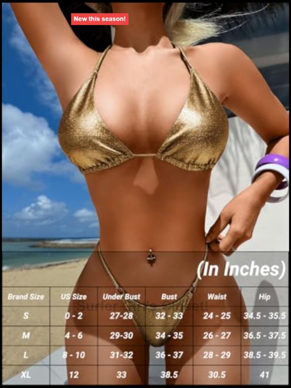 Sparkly String Bikini High Cut Thong 2 Piece Sexy Swimsuit - Picture 6 of 6